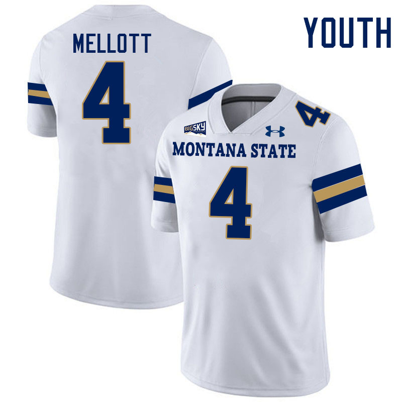 Youth #4 Tommy Mellott Montana State Bobcats Jerseys Football Stitched-White